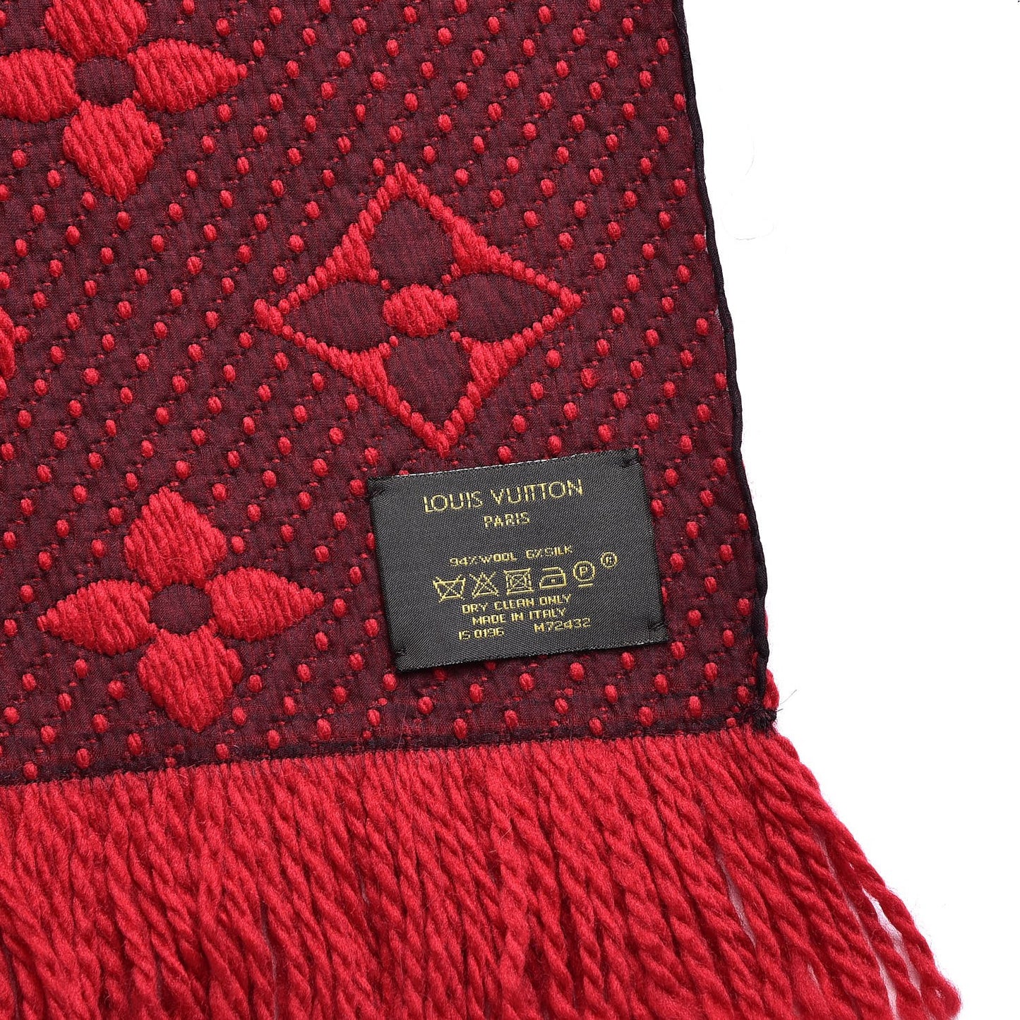 Wool Silk Logomania Scarf Rubis