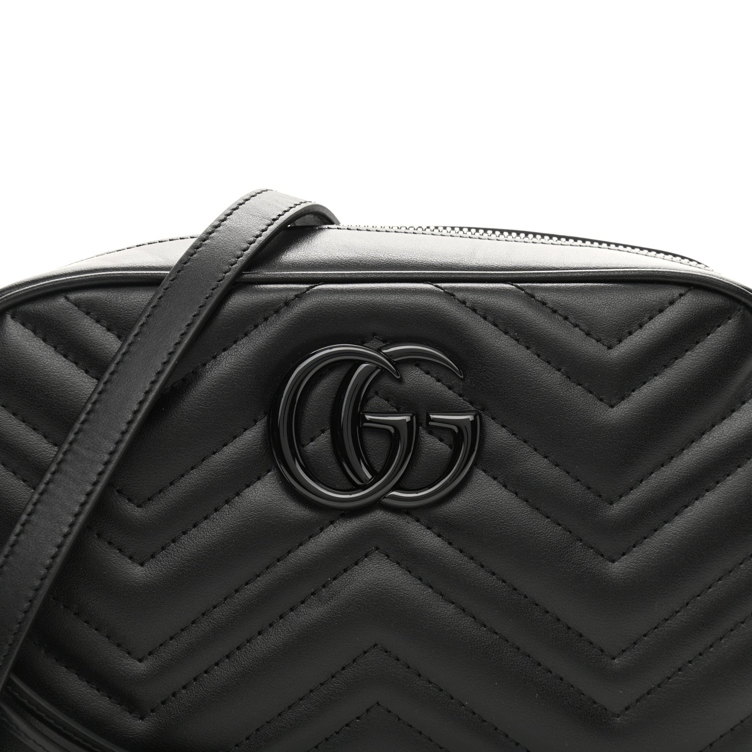 Gucci Calfskin Matelasse Monochrome Small GG Marmont Chain Shoulder Bag Black 8 of 11