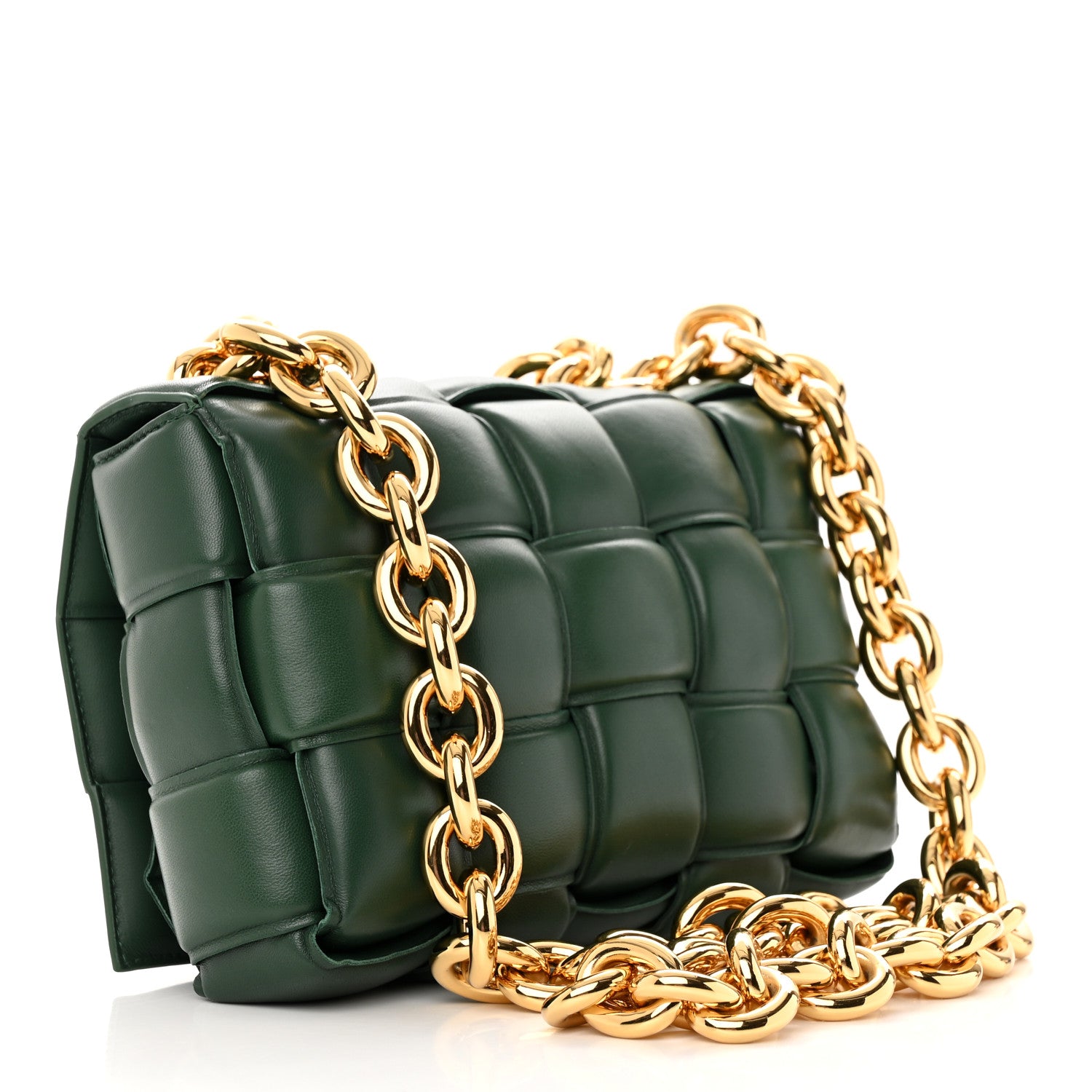 Bottega Veneta Lambskin Maxi Intreccio Padded Chain Cassette Crossbody Bag Raintree 3 of 13