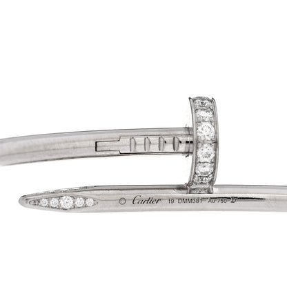 Cartier 18K White Gold Diamond Juste Un Clou Bracelet 19 3 of 3
