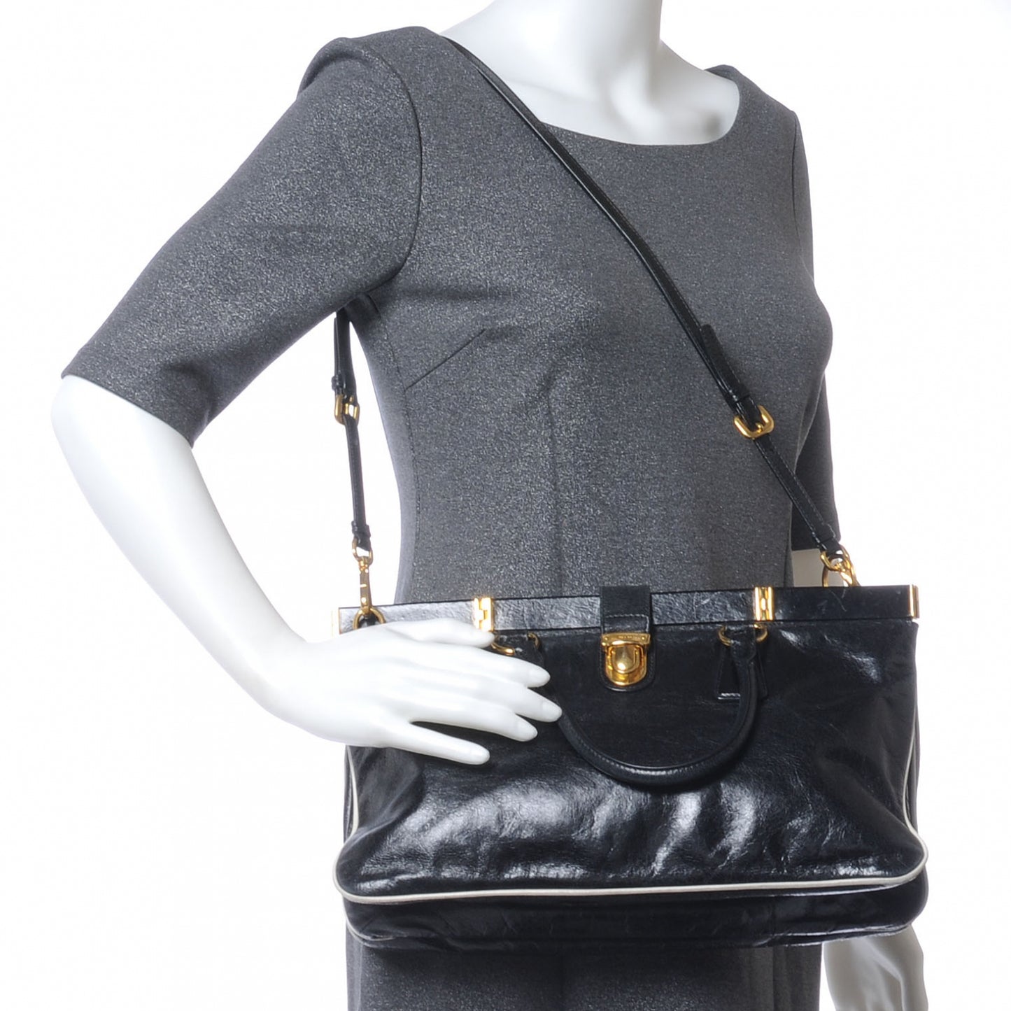 Vitello Shine Borsa Cerniera Black Talco