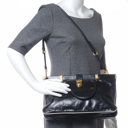Prada Vitello Shine Borsa Cerniera Black Talco 2 of 11