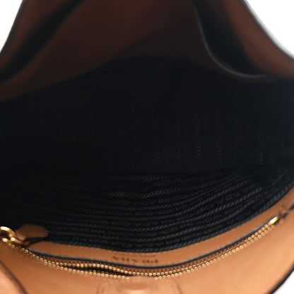 Prada Vitello Daino Soft Hobo Messenger Bag Caramel 5 of 9