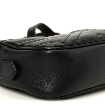 Gucci Calfskin Matelasse Mini GG Marmont Chain Shoulder Bag Black 10 of 12