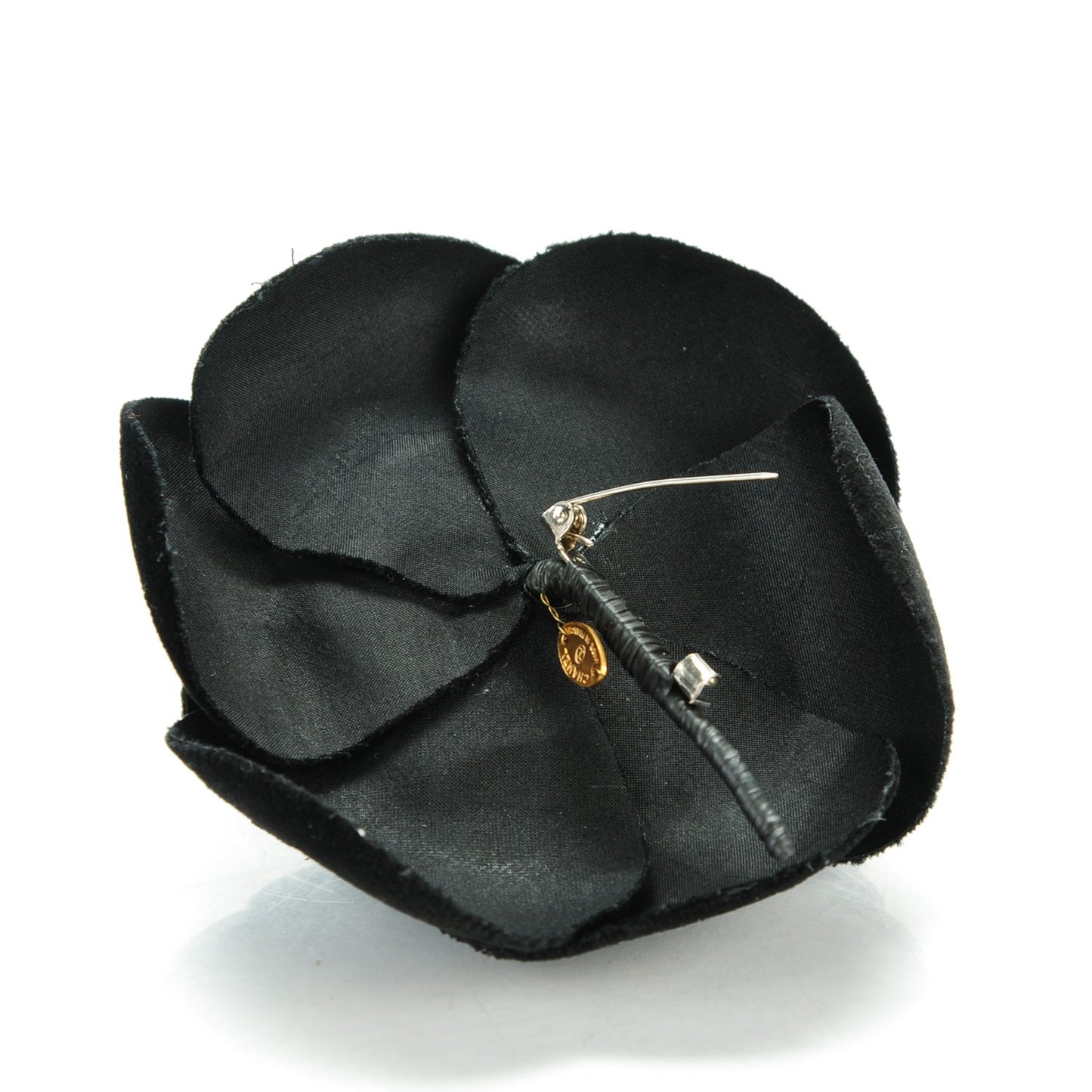 Velvet Camellia Brooch Pin Black