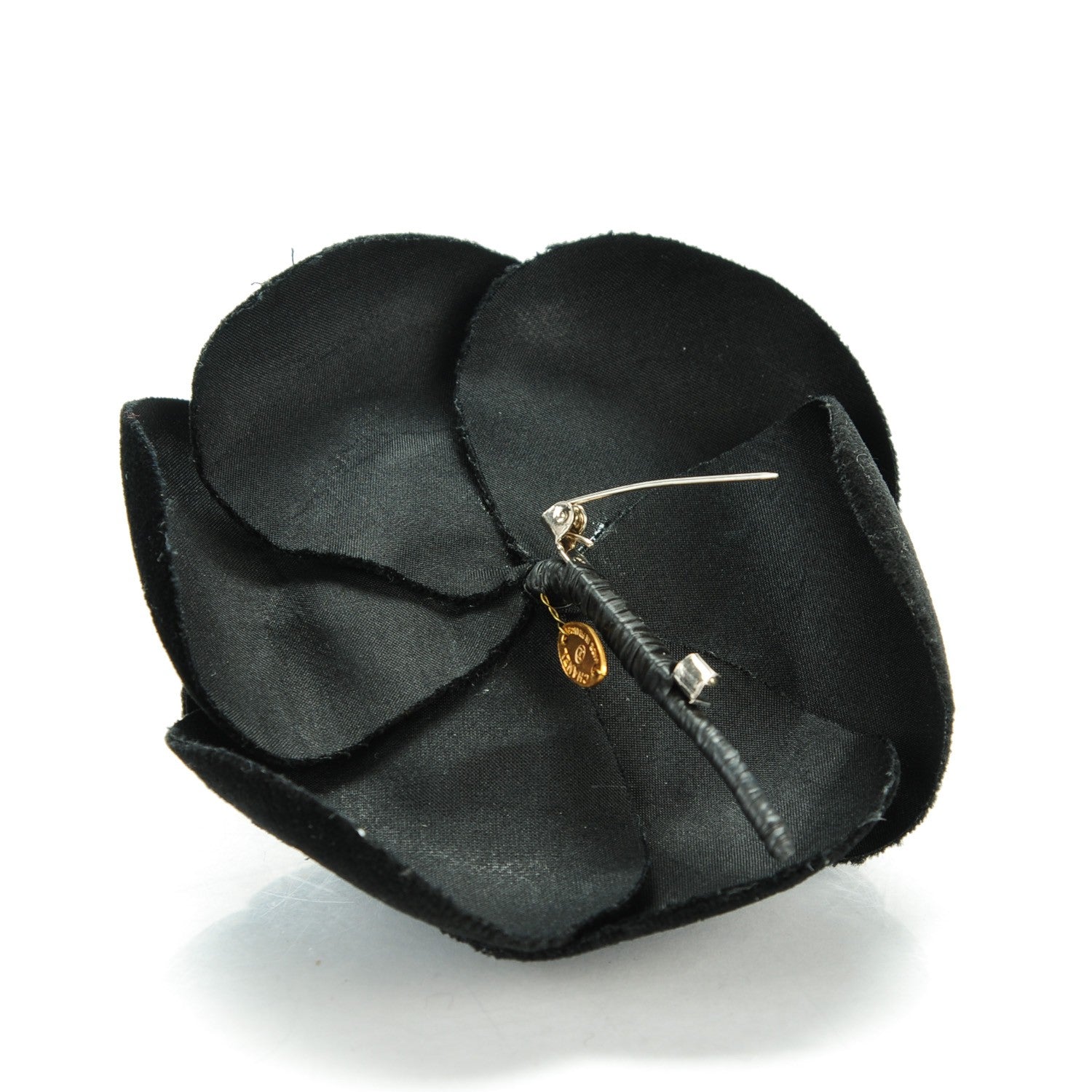 Chanel Velvet Camellia Brooch Pin Black 3 of 4