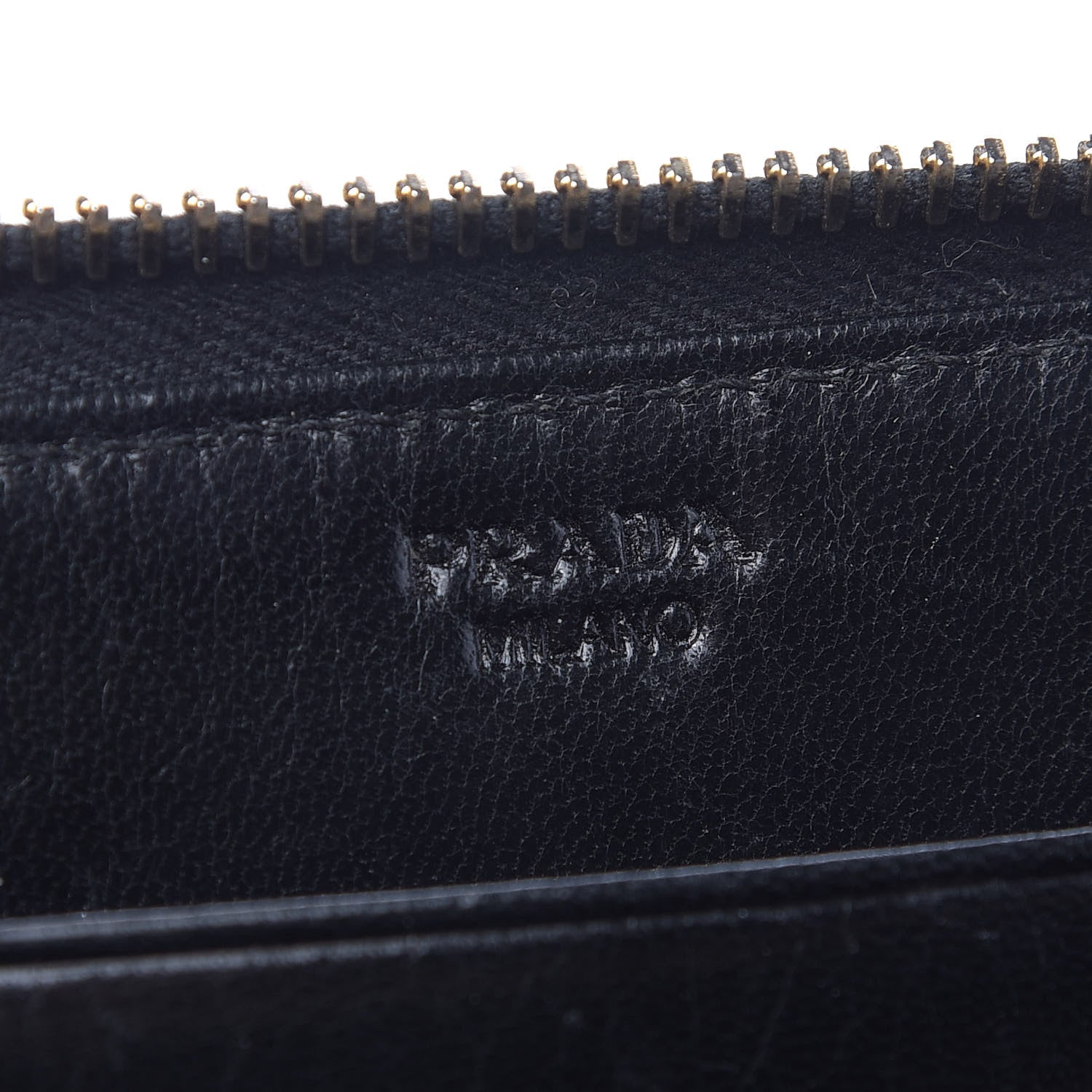 Prada Goatskin Woven Zip Around Wallet Rubino Black 6 of 7