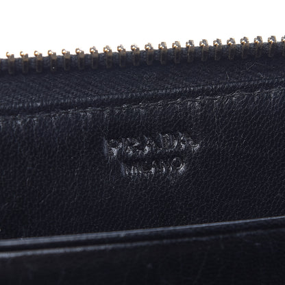 Prada Goatskin Woven Zip Around Wallet Rubino Black 6 of 7