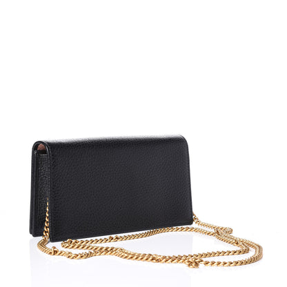 Gucci Calfskin GG Marmont Bow Chain Wallet Black 2 of 10