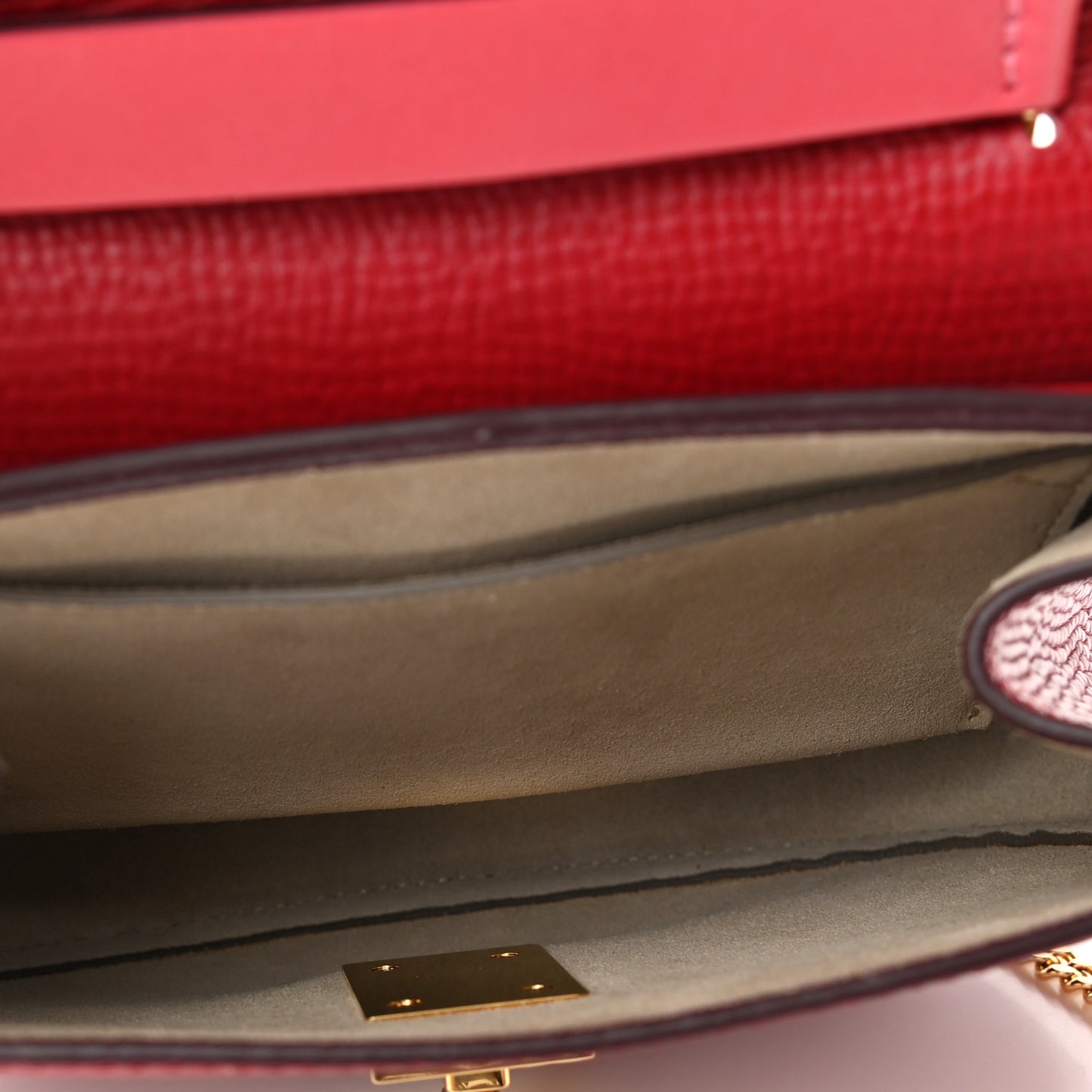 Grained Calfskin Lambskin Mini Bi-Color Drew Shoulder Bag Red