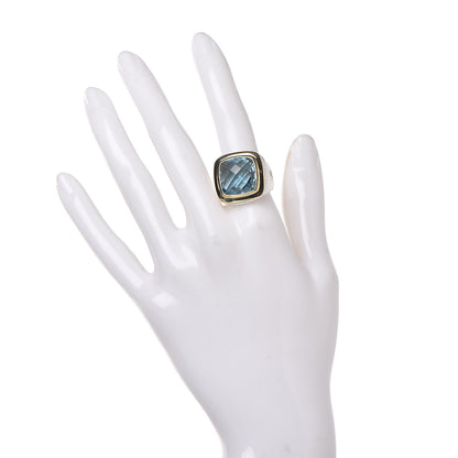 David Yurman Sterling Silver 18K Yellow Gold Blue Topaz 14mm Albion Statement Ring 54 7 2 of 6