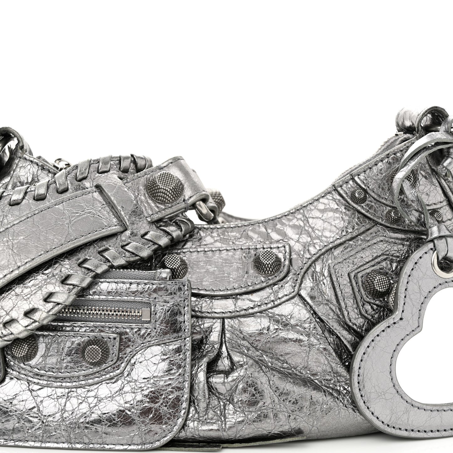 Metallic Agneau Arena Le Cagole Shoulder Bag XS Silver