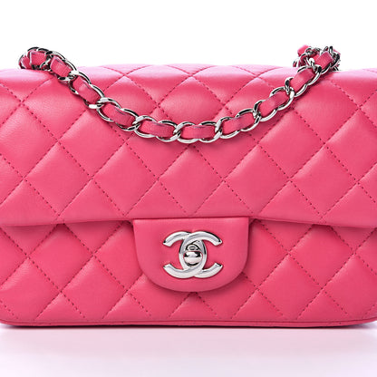 Chanel Lambskin Quilted Mini Rectangular Flap Dark Pink 7 of 17