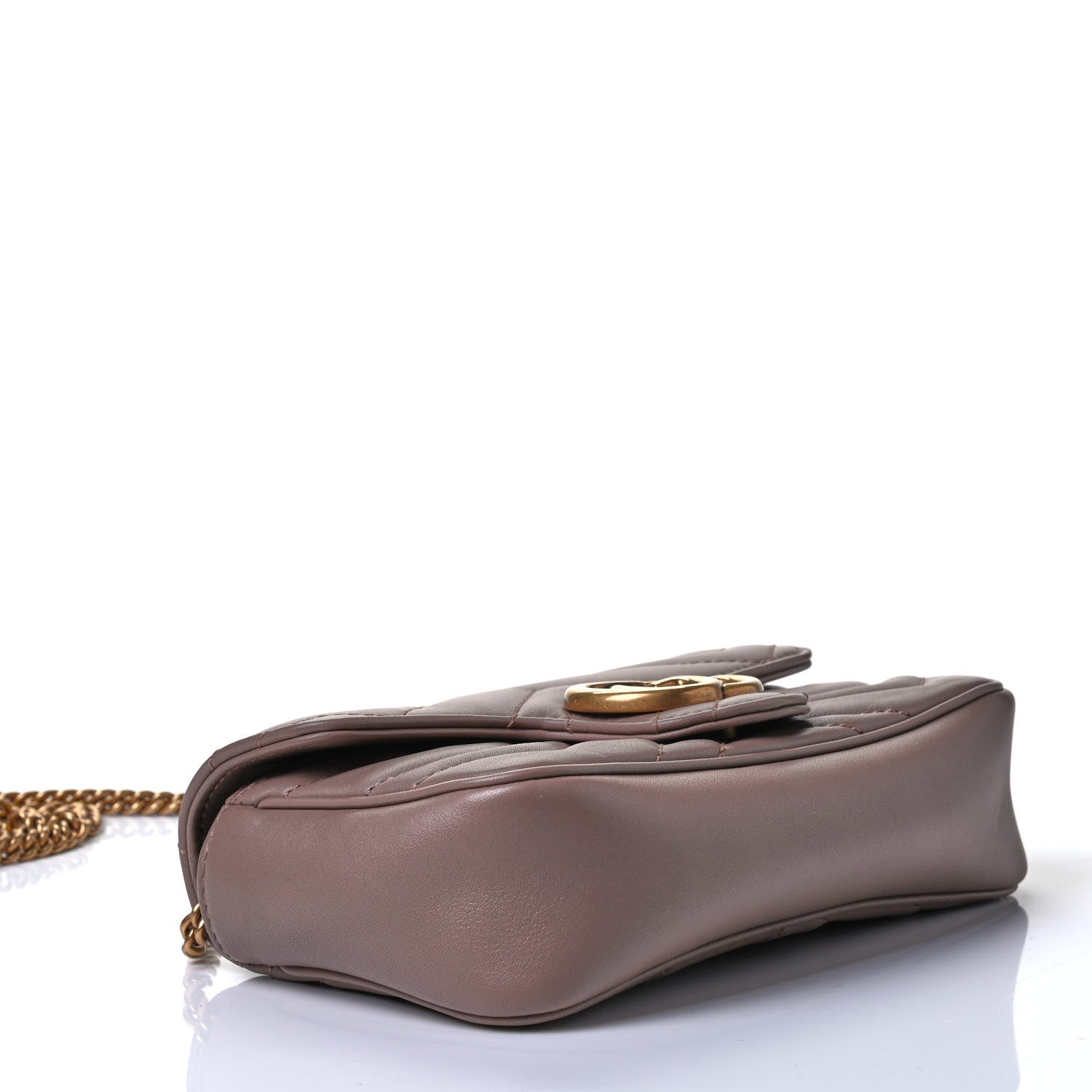 Gucci Calfskin Matelasse Super Mini GG Marmont Shoulder Bag Porcelain Rose 3 of 4