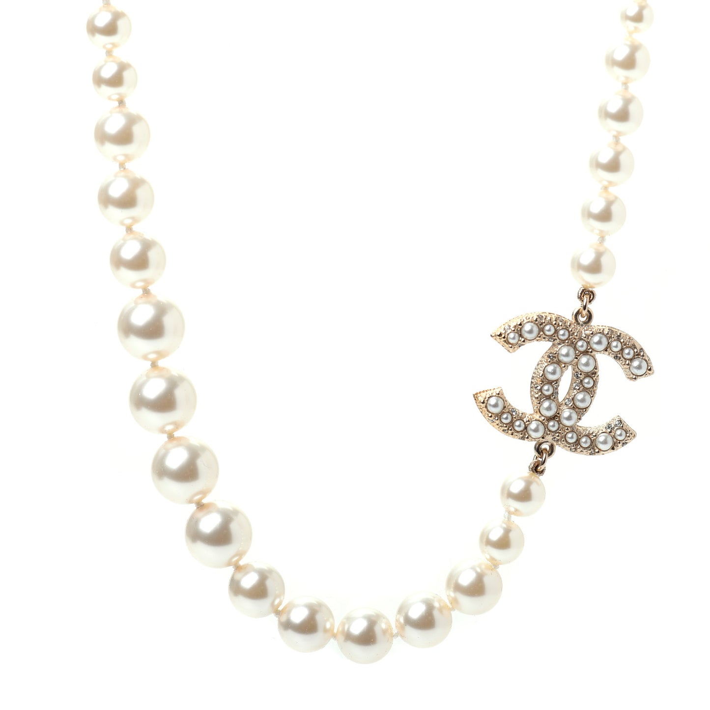 Pearl CC 100th Anniversary Necklace Light Gold