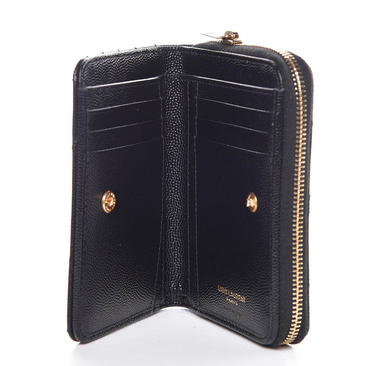 Grain De Poudre Matelasse Chevron Monogram Compact Zip Around Wallet Black