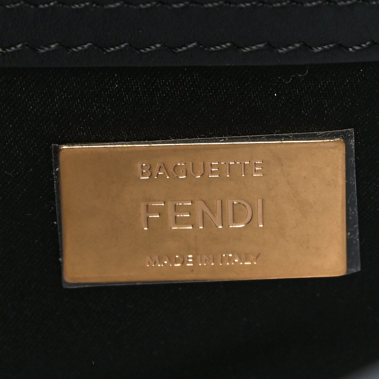 Fendi Calfskin Embroidered Baguette Black 6 of 9