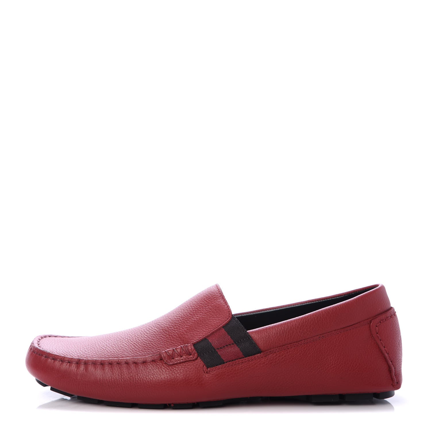 Gucci Calfskin Web Mens Driver Loafers 8 Red 1 of 6