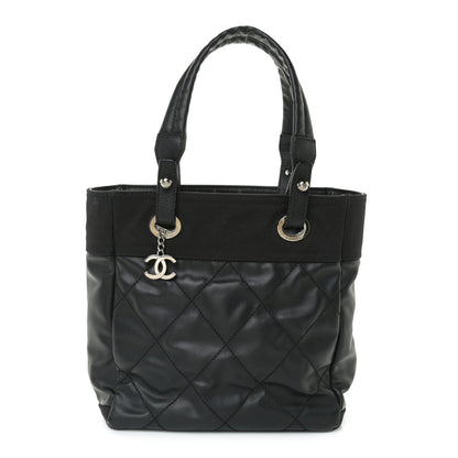 Chanel Coated Canvas Quilted Small Paris Biarritz Tote Black 1 of 11