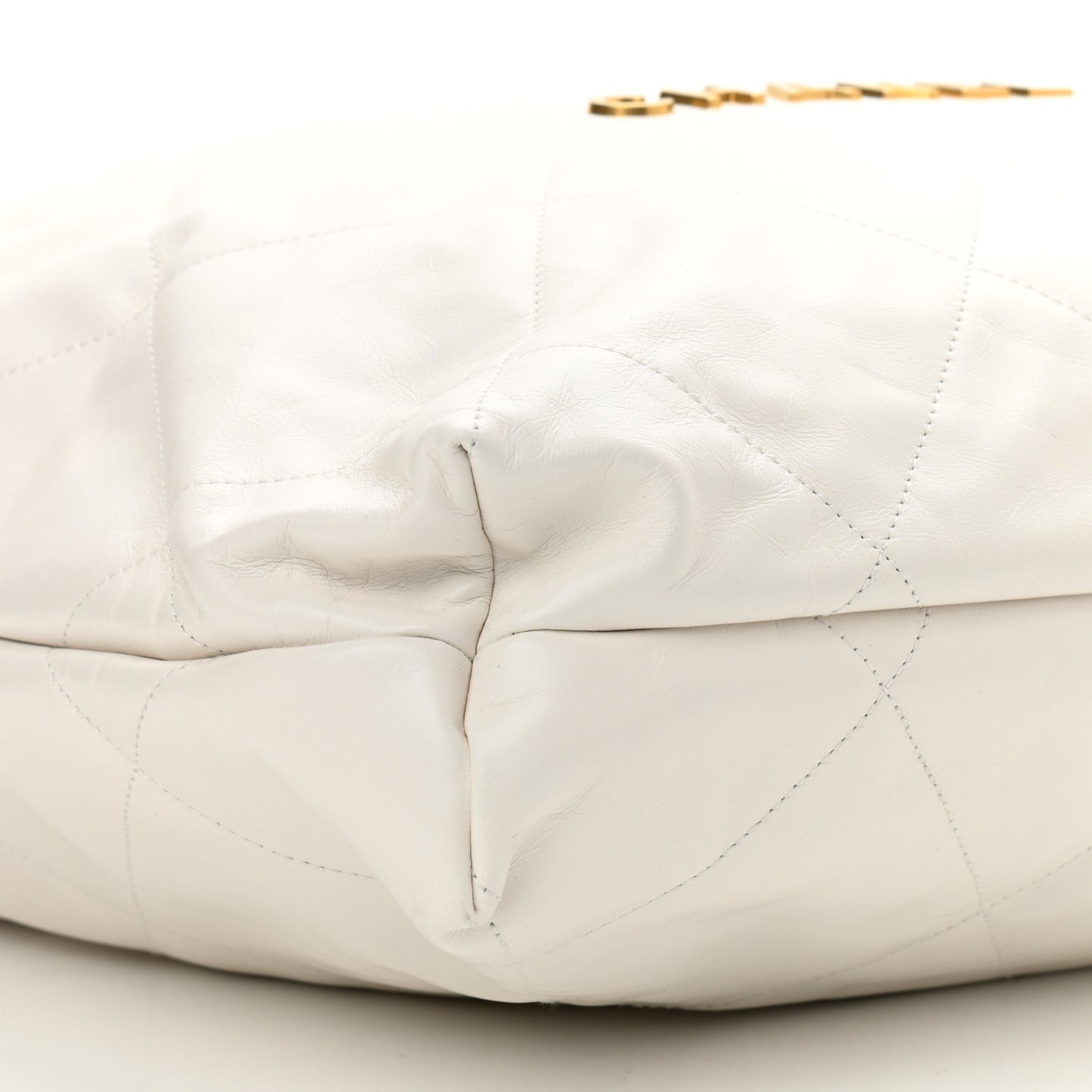 Shiny Calfskin Quilted Large Chanel 22 White