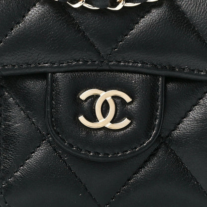 Chanel Lambskin Quilted Pearl Crush iPhone XII Pro Holder With Chain Black 8 of 11