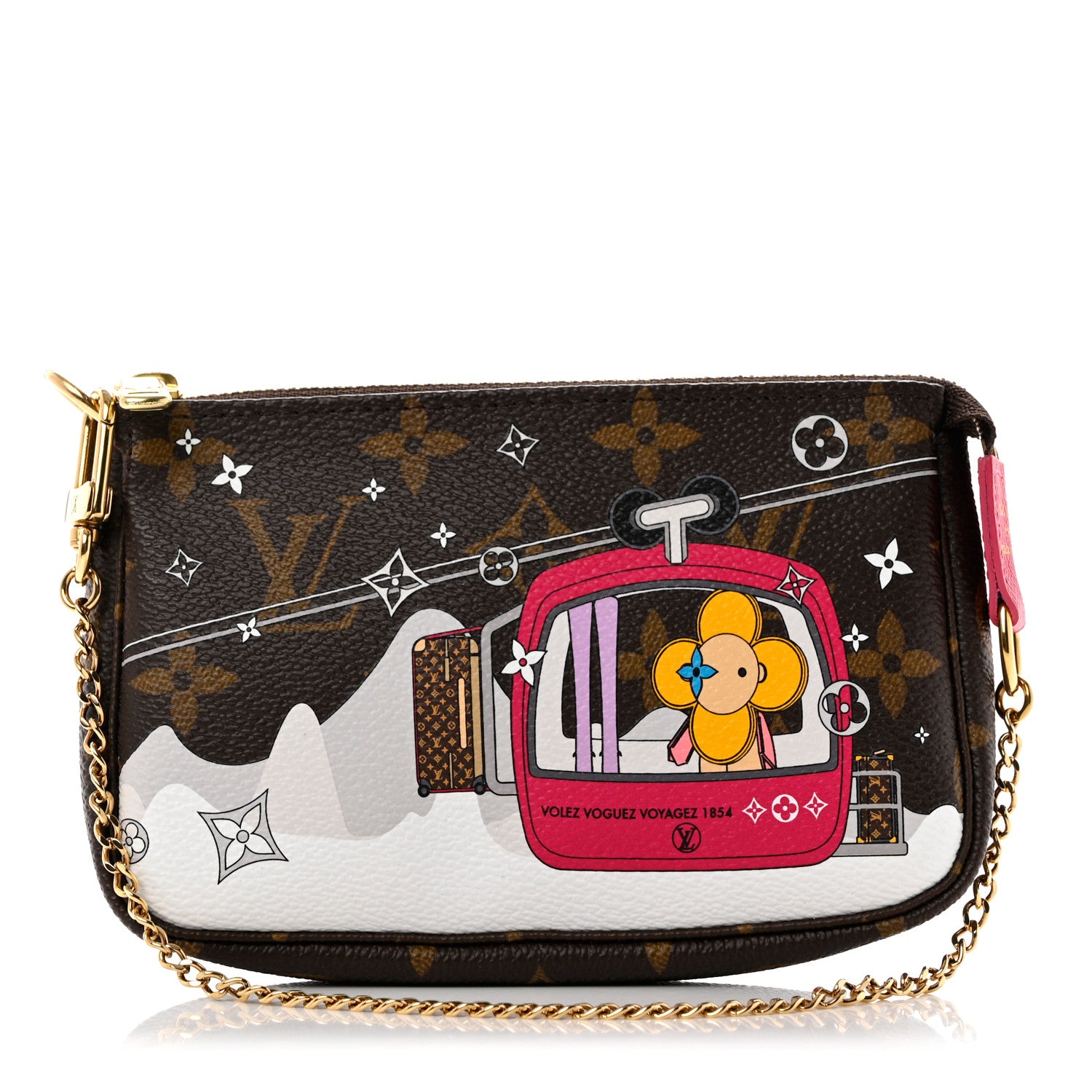 Louis Vuitton Monogram 2019 Christmas Animation Mini Courchevel Pochette Accessories Fuchsia 1 of 7