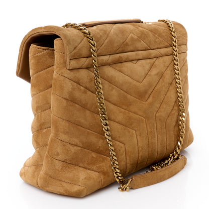 Saint Laurent Suede Y Quilted Monogram Medium Loulou Chain Satchel Cinnamon 3 of 11