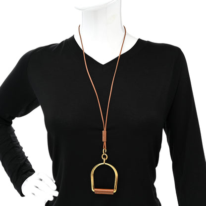 Hermes Barenia Heritage Equestre Pendant Necklace Gold 2 of 6