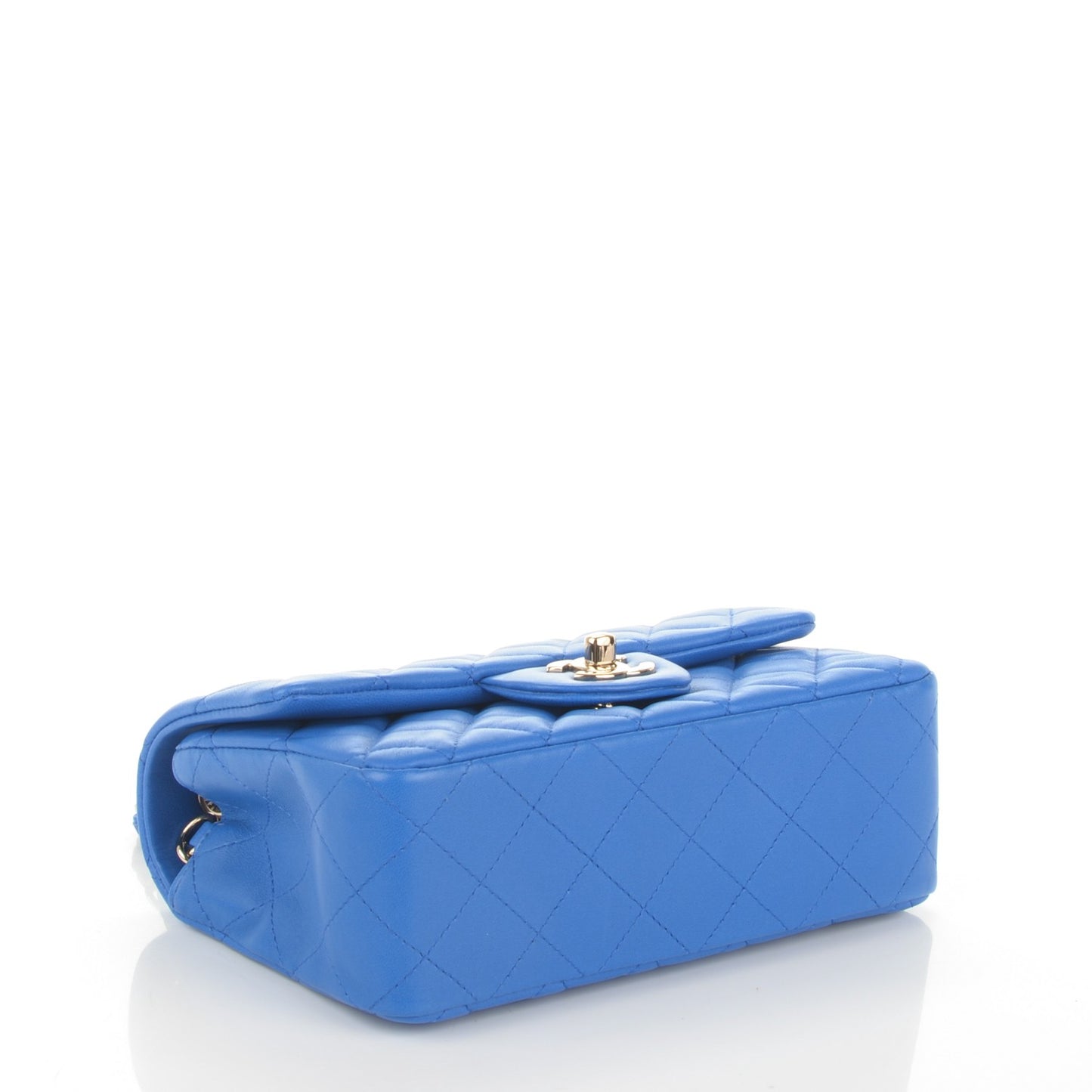 Lambskin Quilted Mini Rectangular Flap Blue