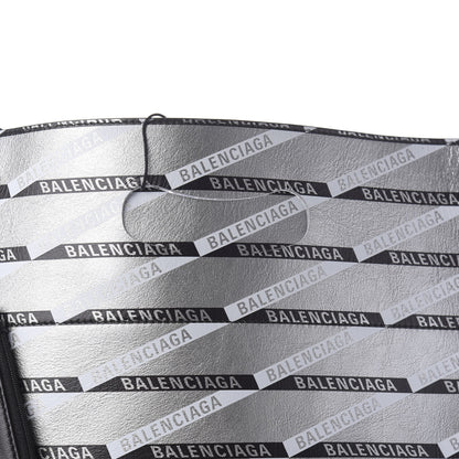 Balenciaga Metallic Calfskin Losange Monogram Plastic Bag Shopper S Silver Black White 10 of 10