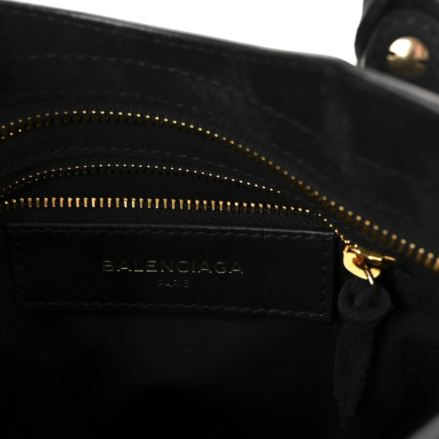 Baby Daim Suede Gold Metallic Edge Hardware Mini City Black
