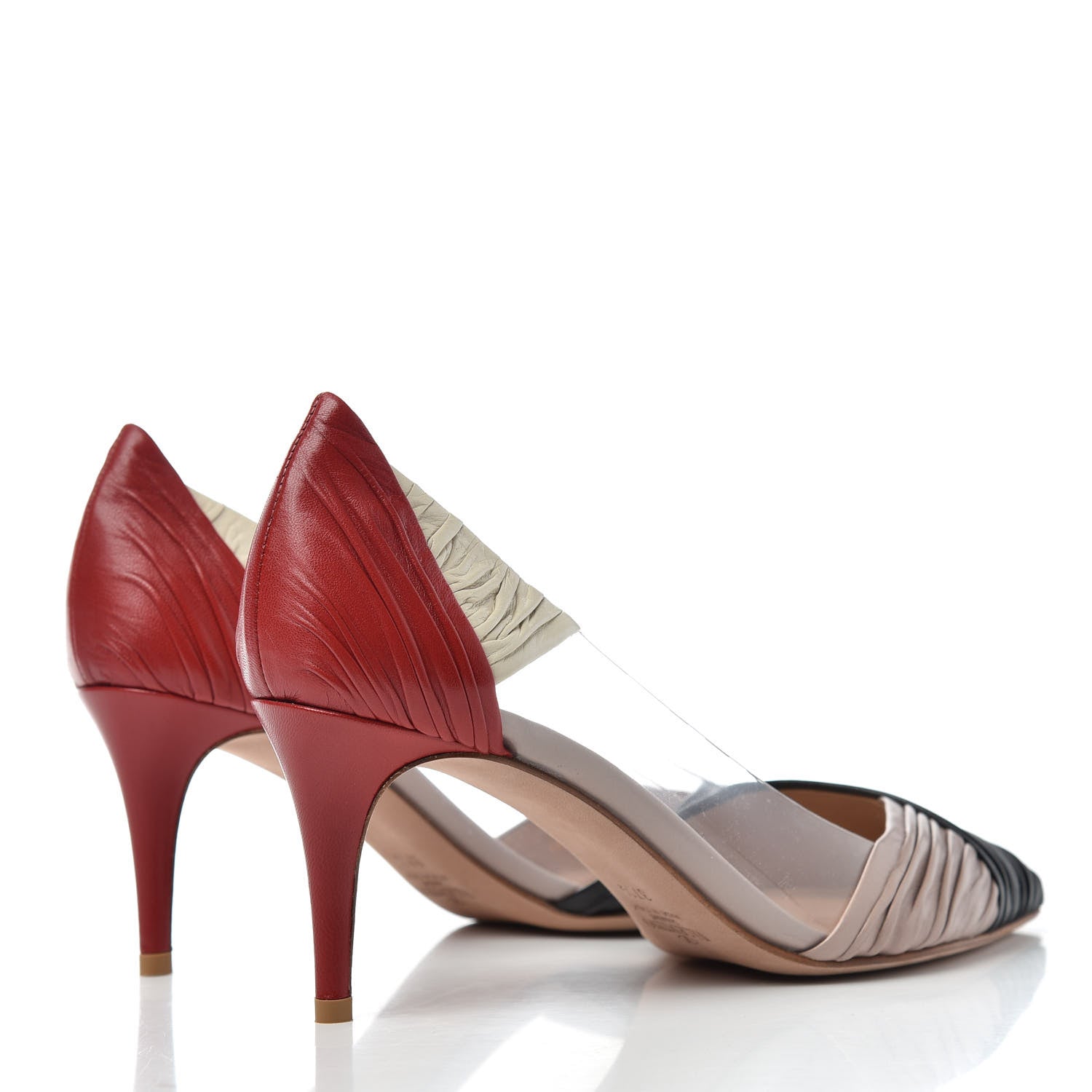 Valentino Garavani Ruched Lambskin PVC B-Drape Pumps 37.5 Multicolor 4 of 10