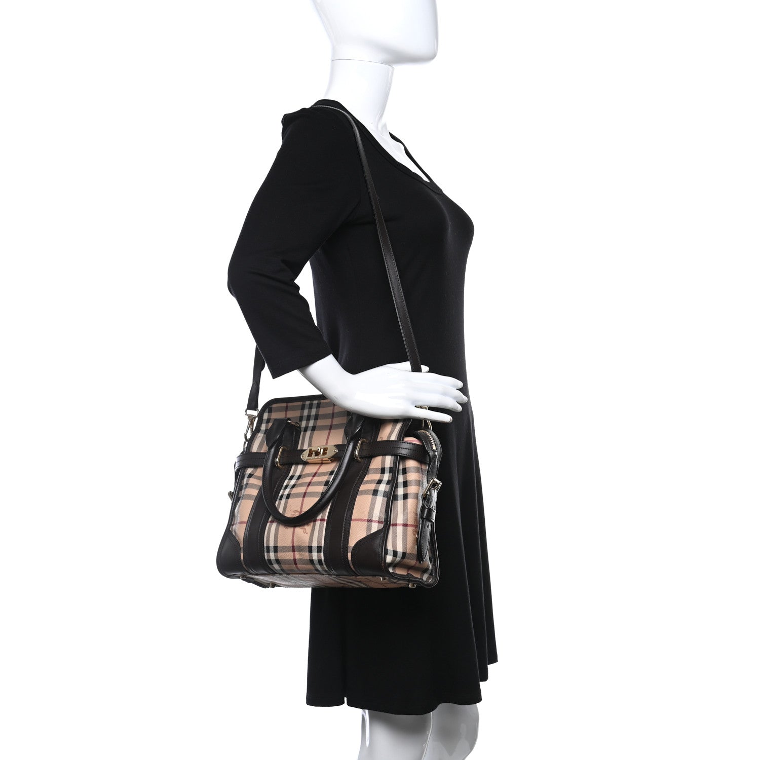 Burberry Haymarket Check Minford Portrait Tote Chocolate 2 of 14