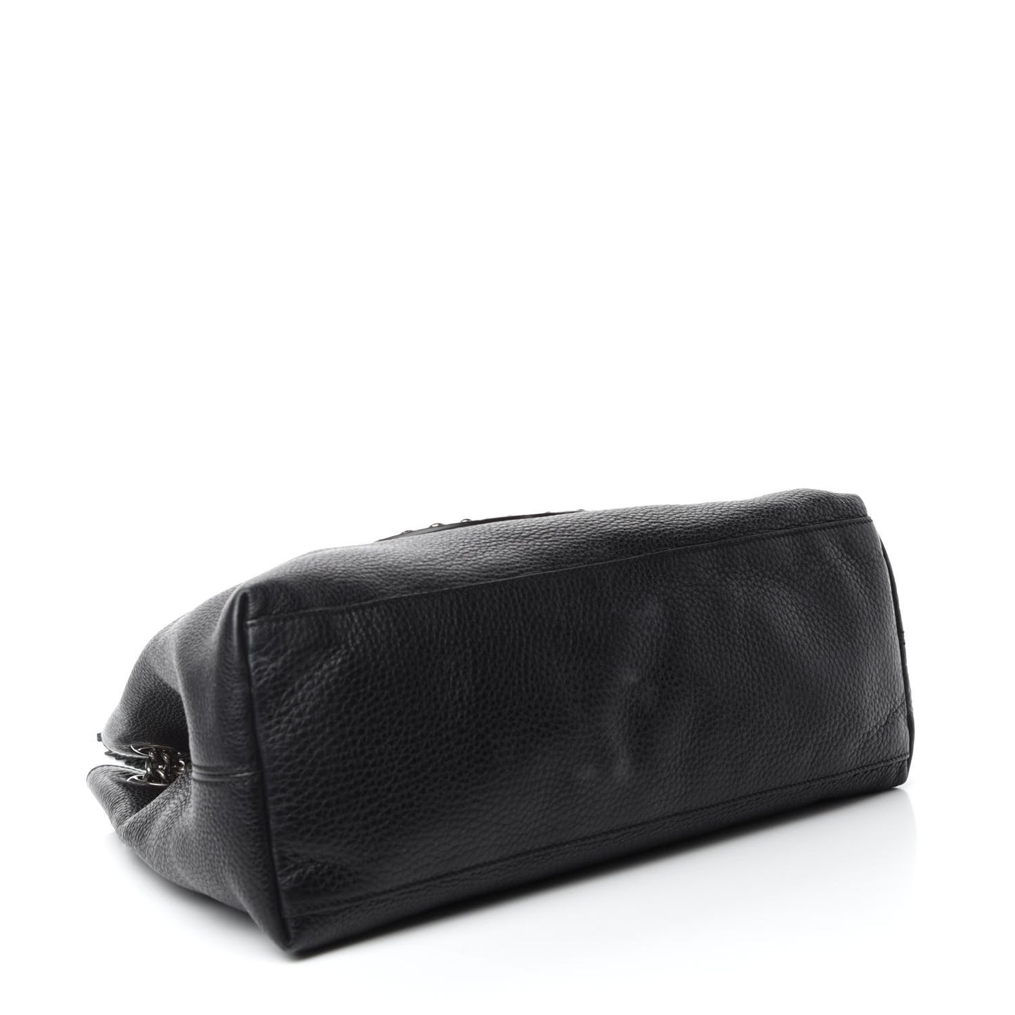 Pebbled Calfskin Studded Medium Soho Chain Shoulder Bag Black