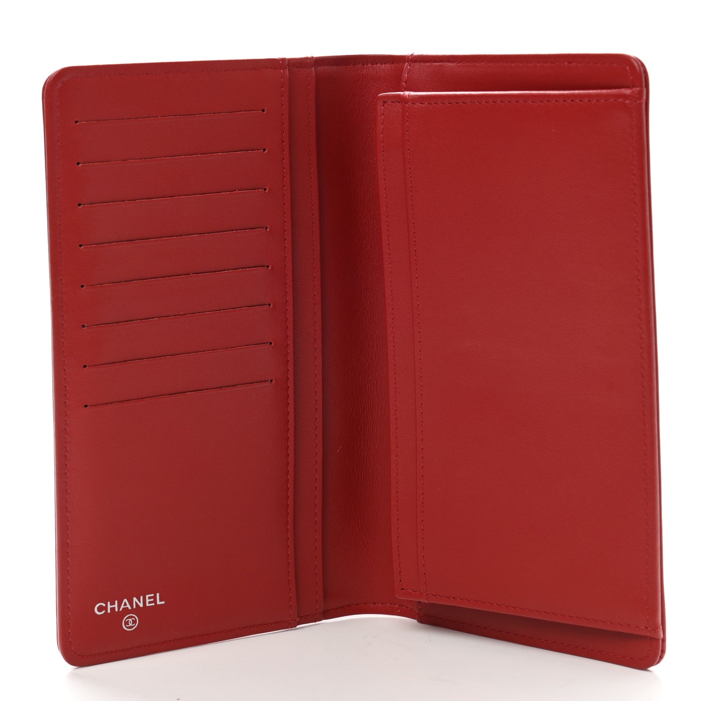 Calfskin Chevron Quilted Boy Yen Wallet Dark Red