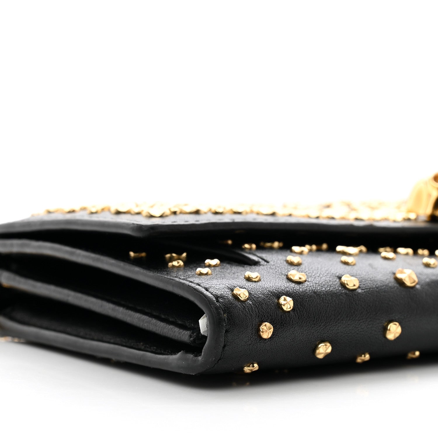Alexander McQueen Calfskin Studded Skull Wallet on Chain Black 8 of 12