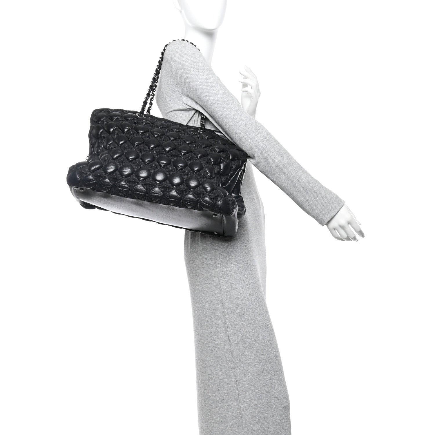 Chanel Glazed Lambskin Quilted Large Stravinsky Tote Black 2 of 12