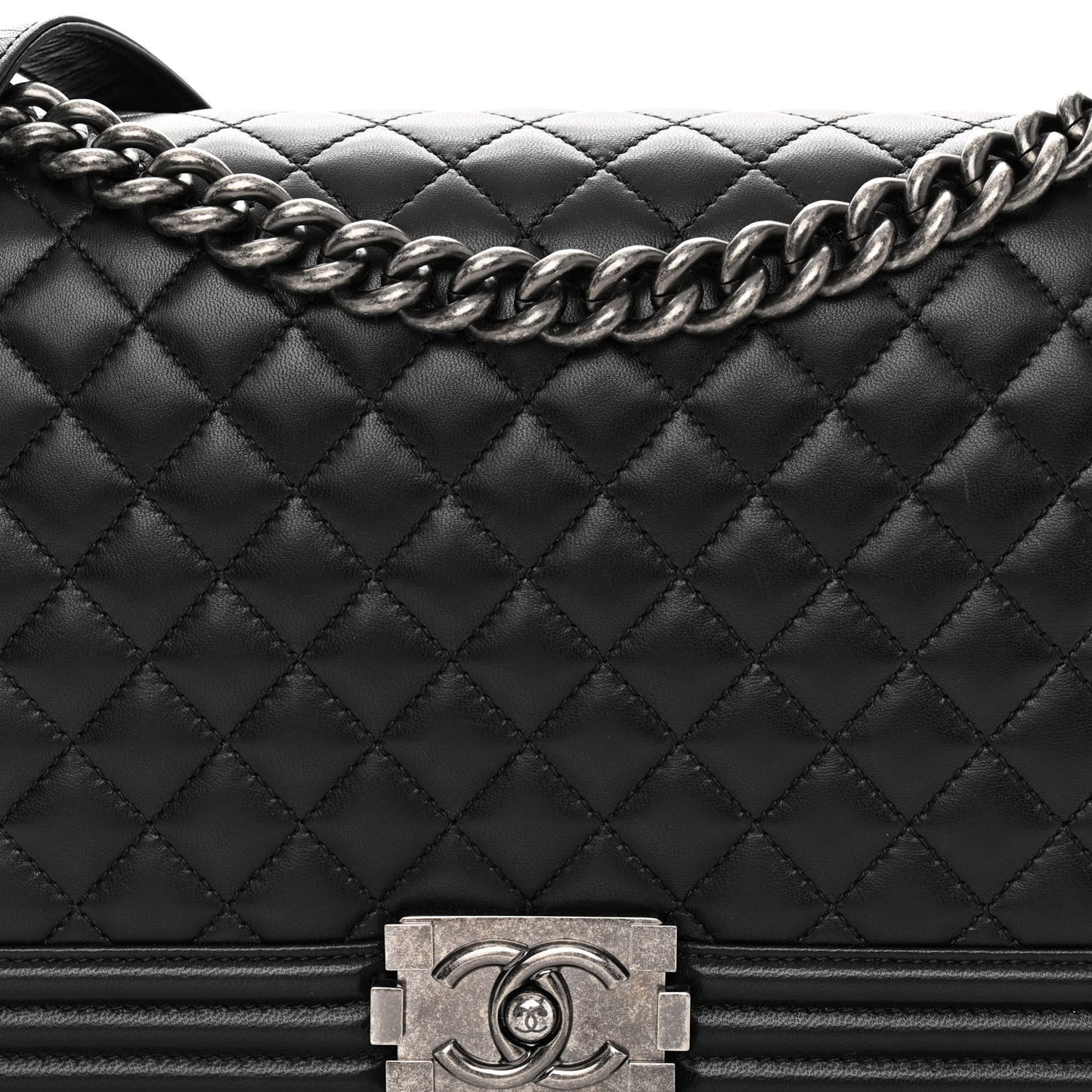 Lambskin Quilted New Medium Boy Flap Black