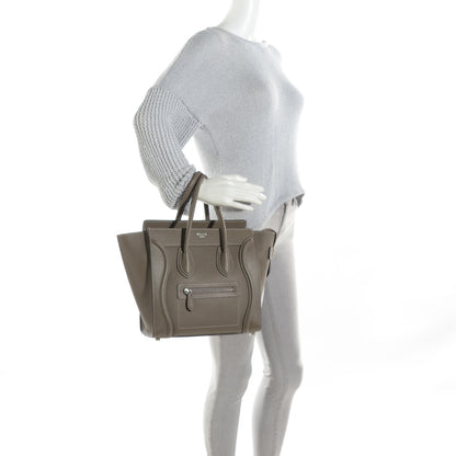 Celine Drummed Calfskin Micro Luggage Souris 2 of 8