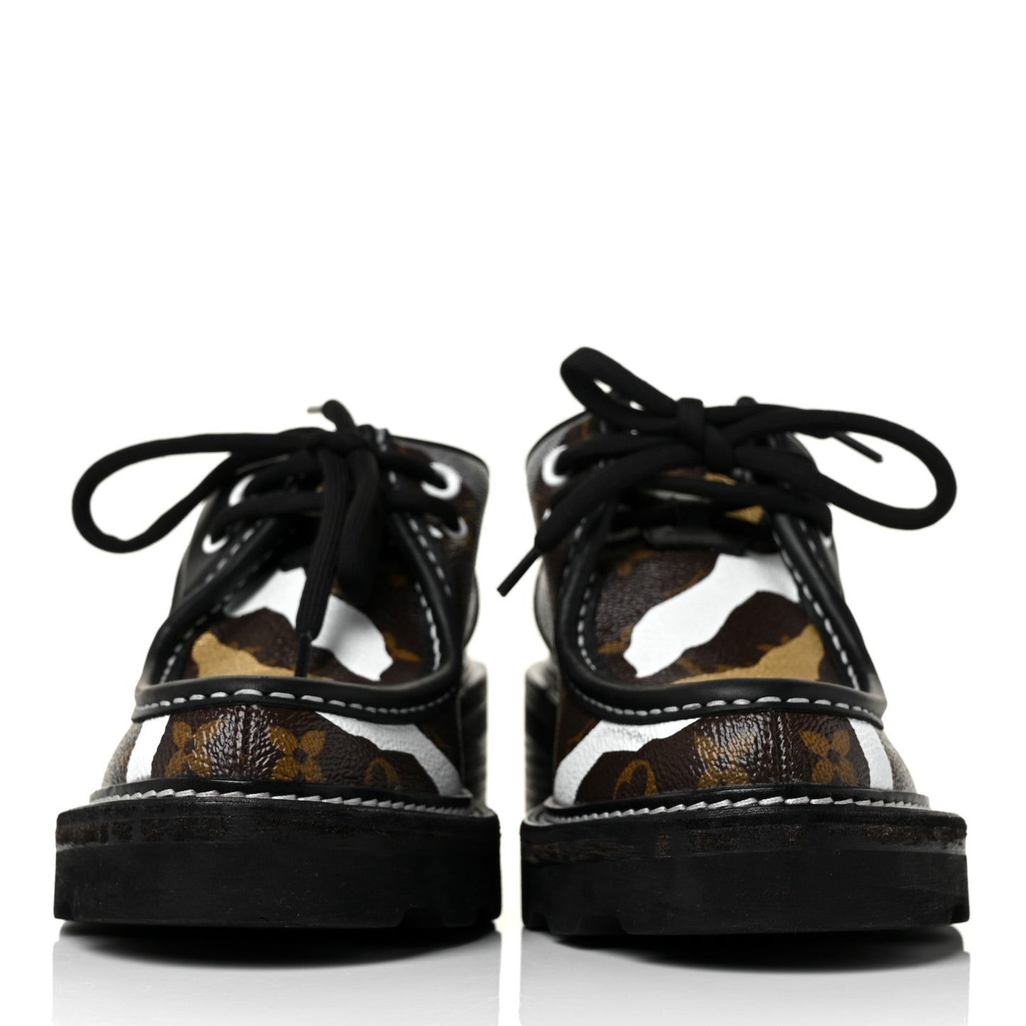 X LOL Monogram Calfskin Beaubourg Platform Derby Shoes 39 Gold Silver