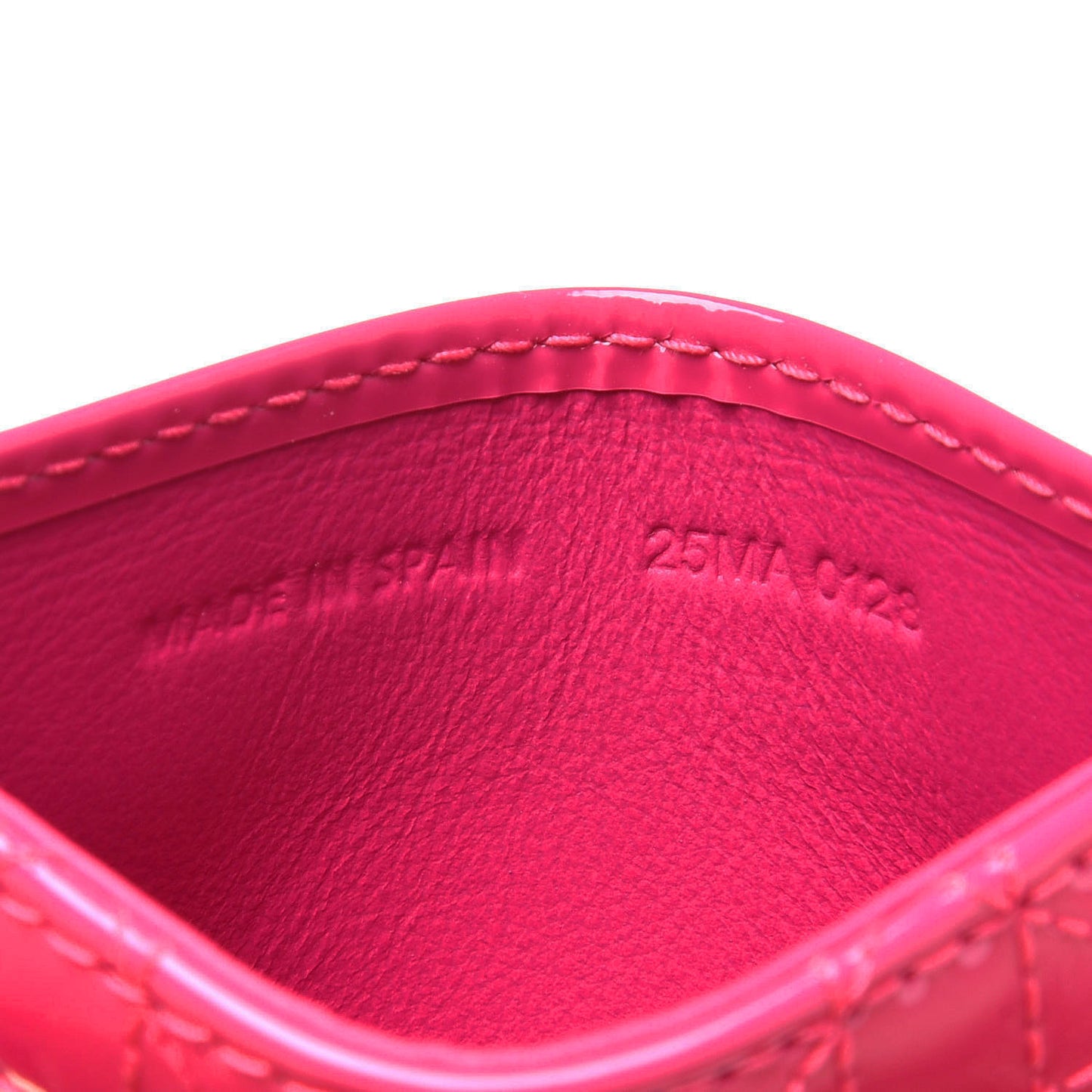 Patent Cannage Lady Dior Card Holder Magenta