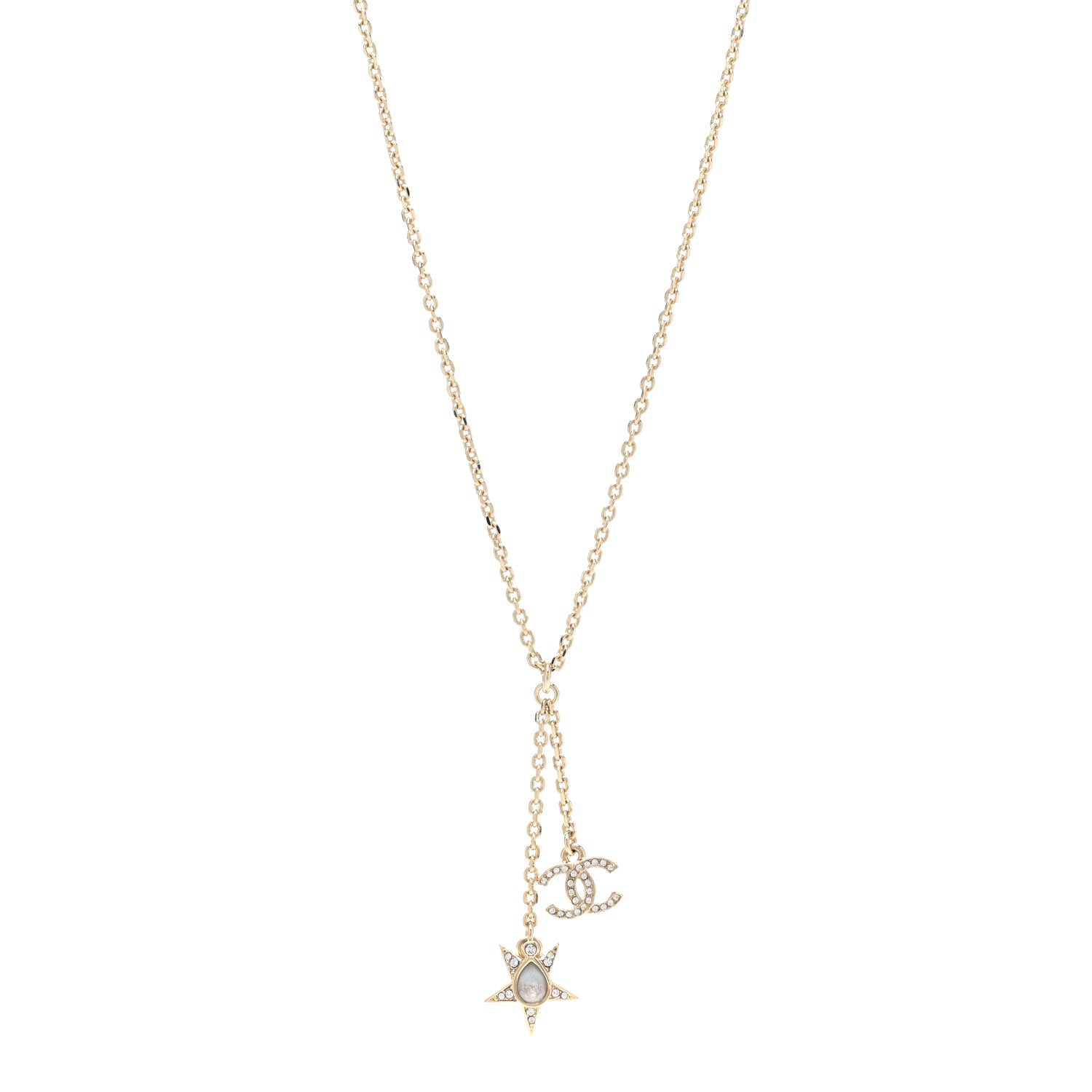 Chanel Crystal CC Star Necklace Gold 1 of 6
