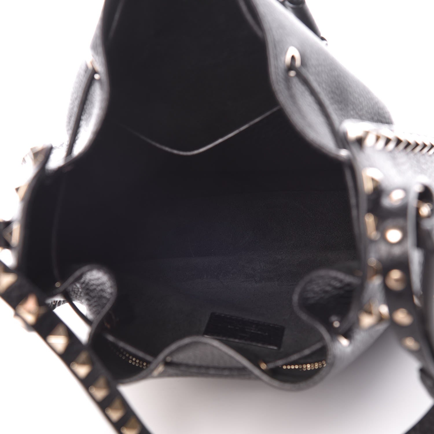 Valentino Garavani Grained Calfskin Rockstud Bucket Bag Black 5 of 7