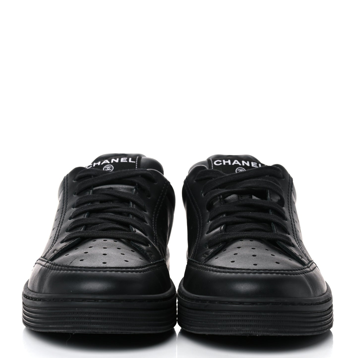 Calfskin Womens Logo Sneakers 39.5 Black