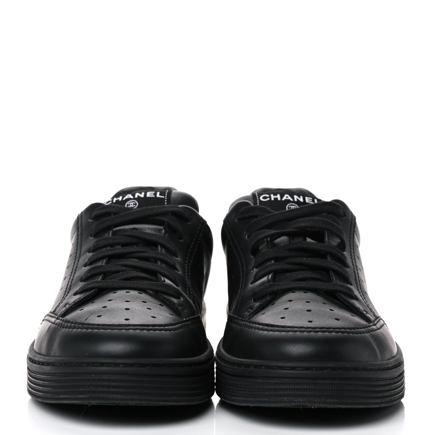 Chanel Calfskin Womens Logo Sneakers 39.5 Black 2 of 9