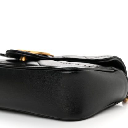 Gucci Calfskin Matelasse Super Mini GG Marmont Shoulder Bag Black 10 of 11