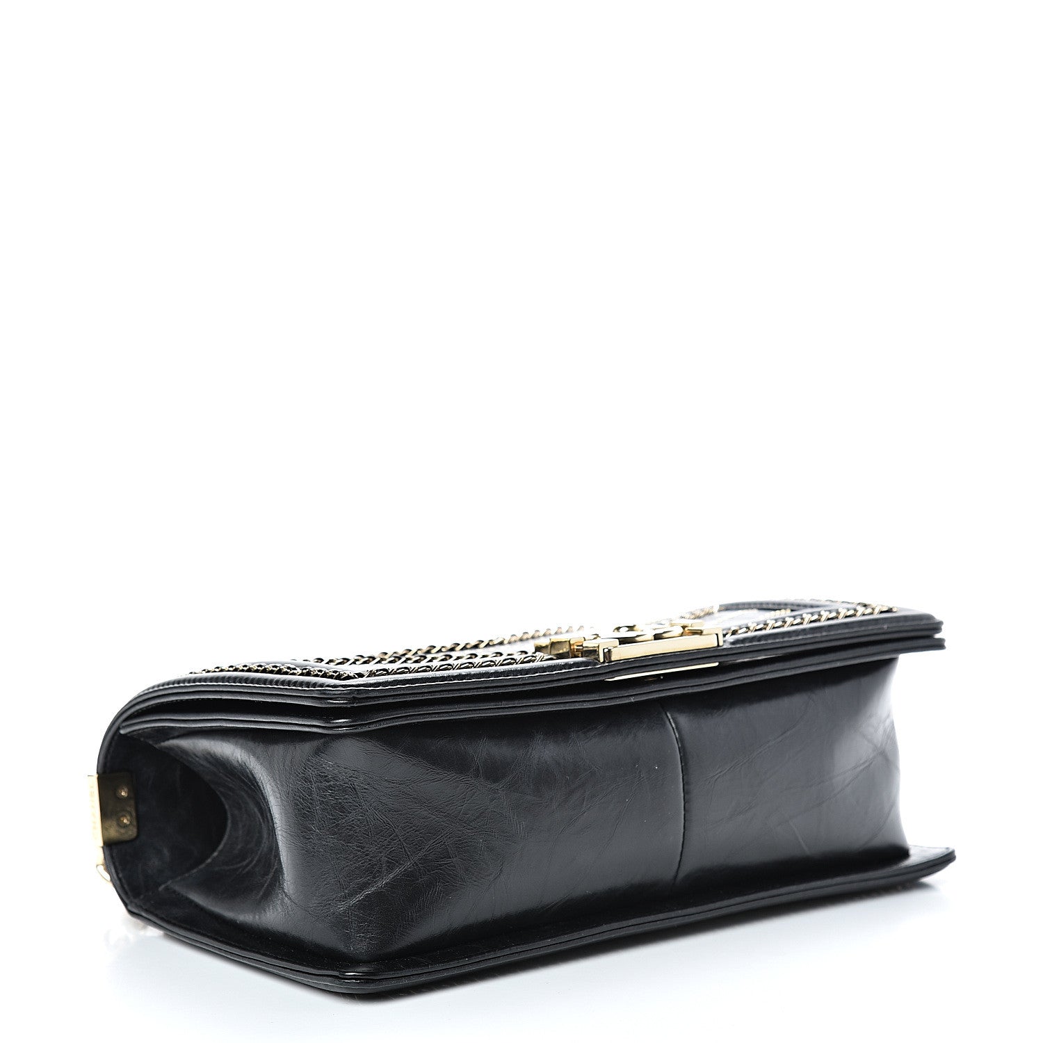 Chanel Crumpled Calfskin Chevron Chain Medium Boy Flap Black 3 of 11