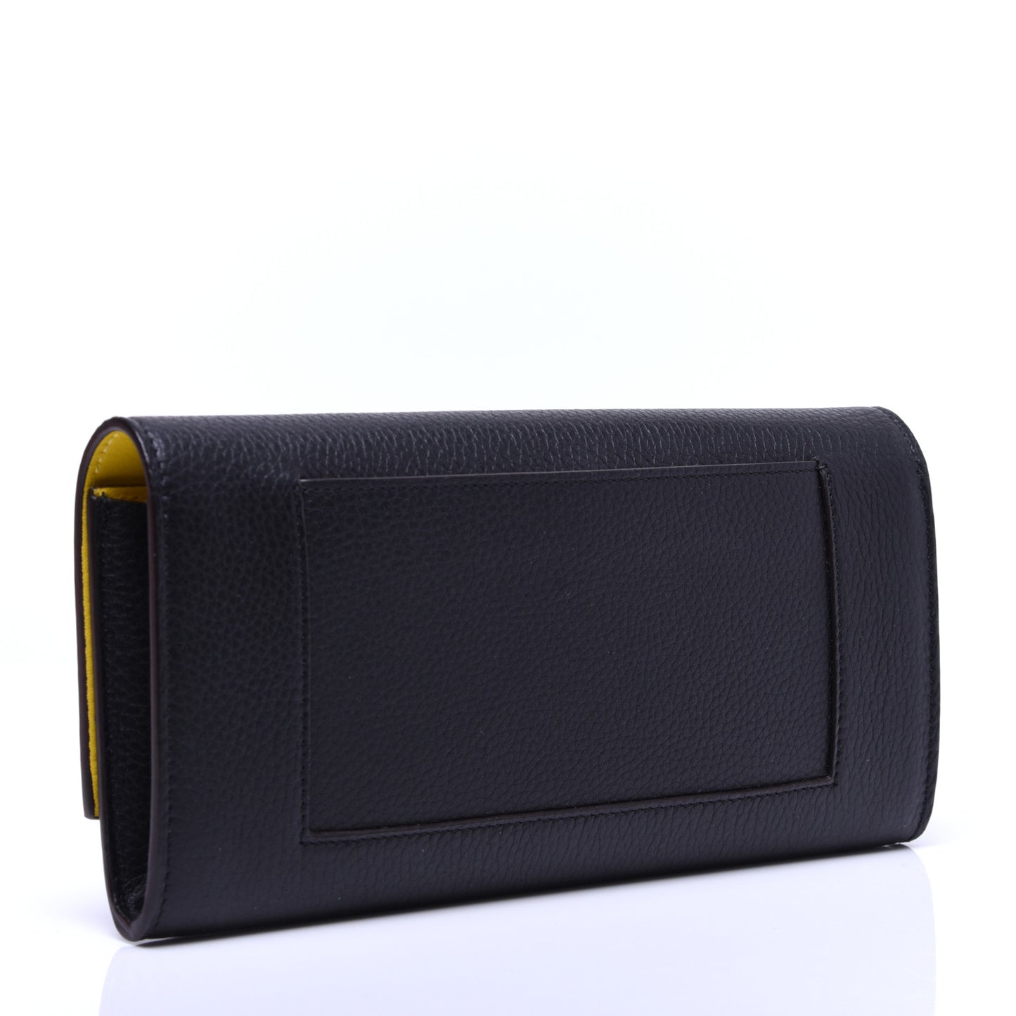 Drummed Calfskin Large Multifunction Flap Wallet Black