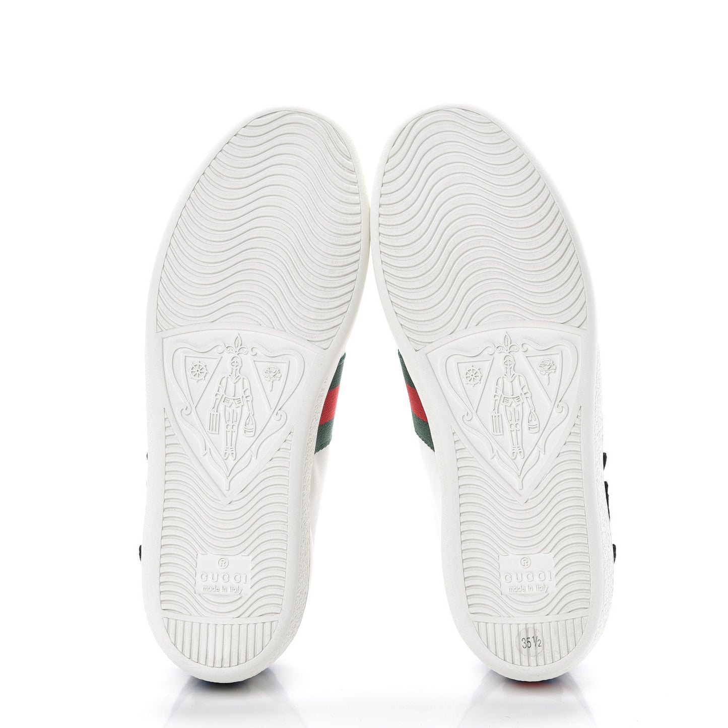 Calfskin Web Floral Embroidered Womens Ace Sneakers 35.5 White