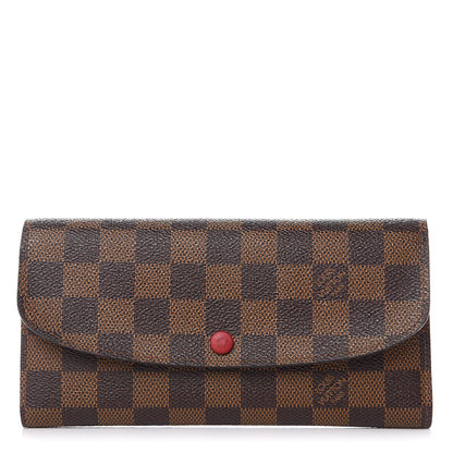 Louis Vuitton Damier Ebene Emilie Wallet Red 1 of 9